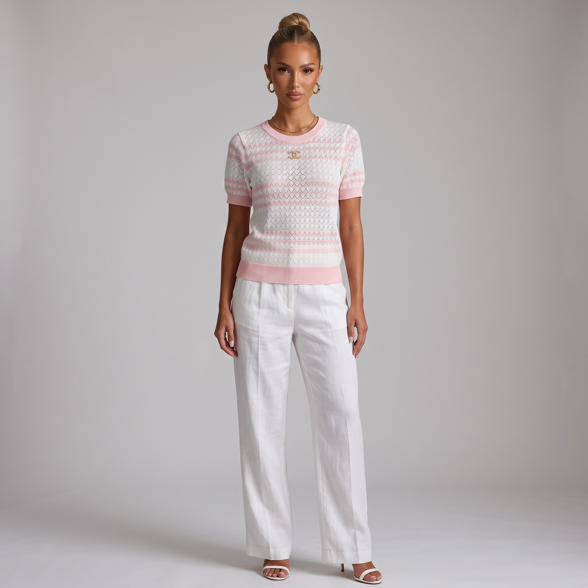🩷 Chanel Pink Diamond Knit Top ( one size)