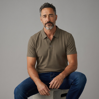 🤎🔥 Hugo Boss Textured Luxury Polo Shirt – Smart Casual Premium Edition 👔✨