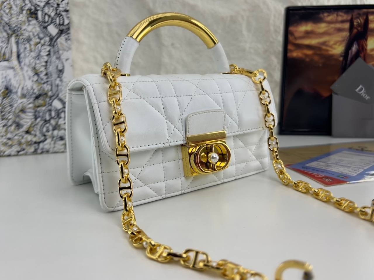 Dior Caro Mini Bag  Cannage Leather with Gold Hardware