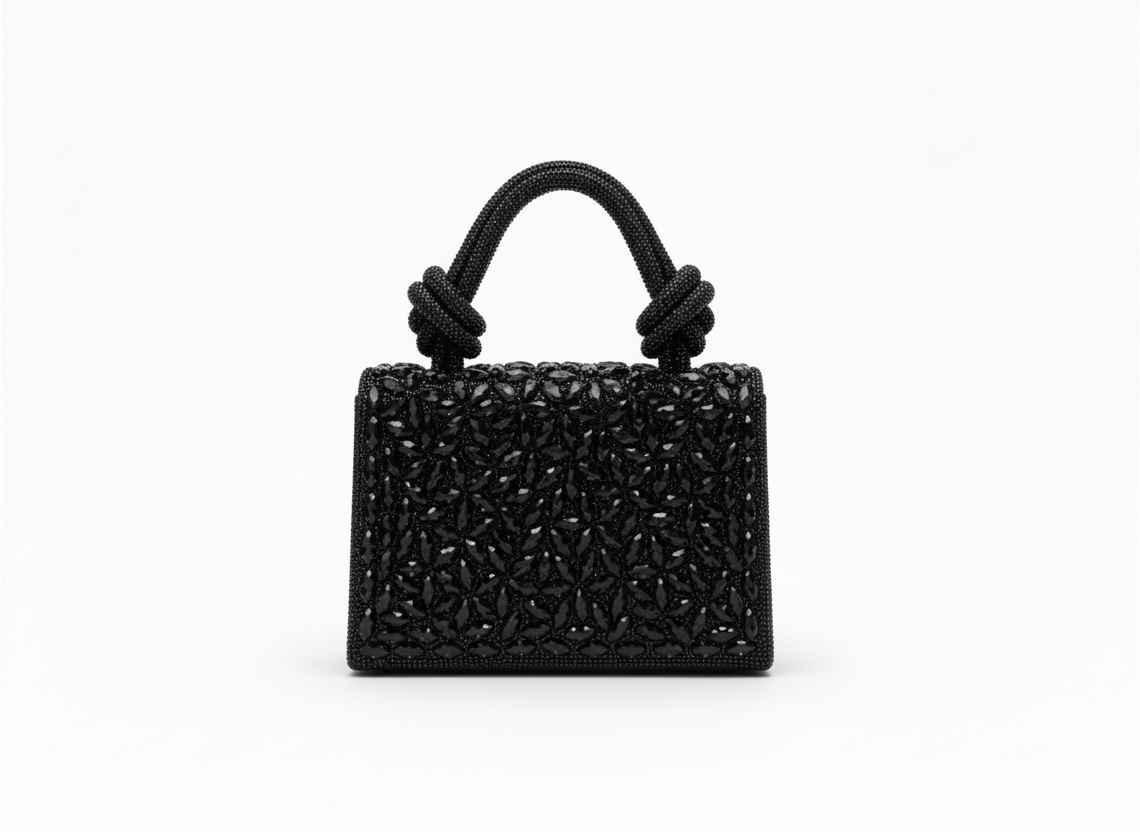 CRYSTAL EMBELLISHED MINI TOP HANDLE BAG – Black 🖤✨ | Ultimate Evening Essential