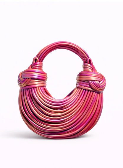 BOTTEGA VENETA Inspired Sculptural Knot Handle Bag – Metallic Pink 💖✨