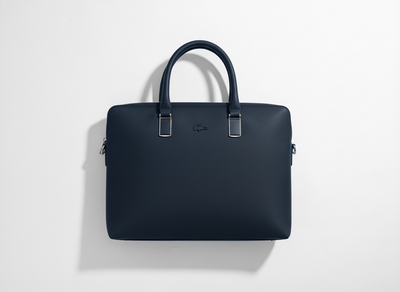 LACOSTE Classic Leather Briefcase 💼🔵 | Minimal Executive Edition