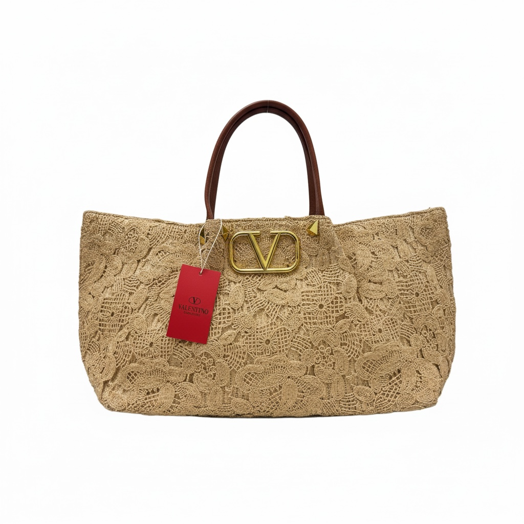Valentino Garavani Lace Tote – Beige VLogo Handbag 🤎✨