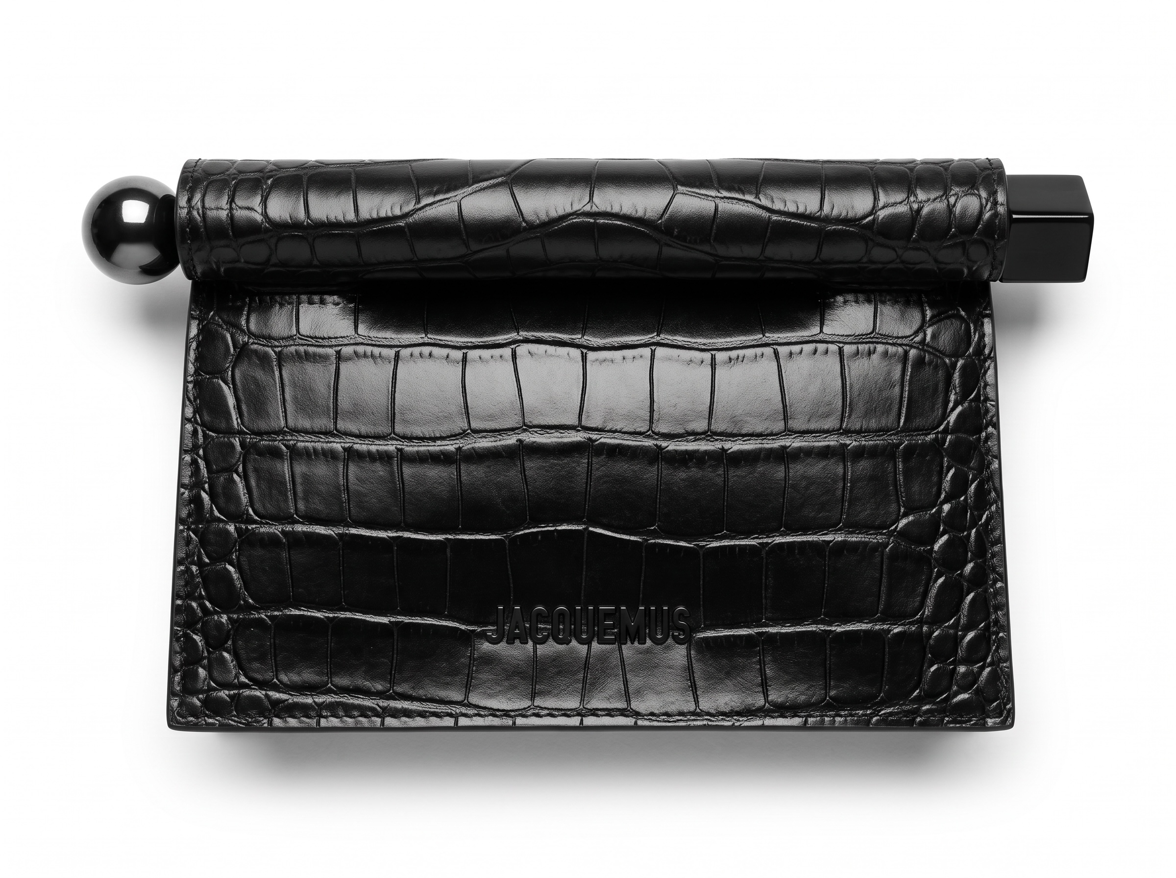 🖤 Jacquemus Croc-Embossed Leather Clutch