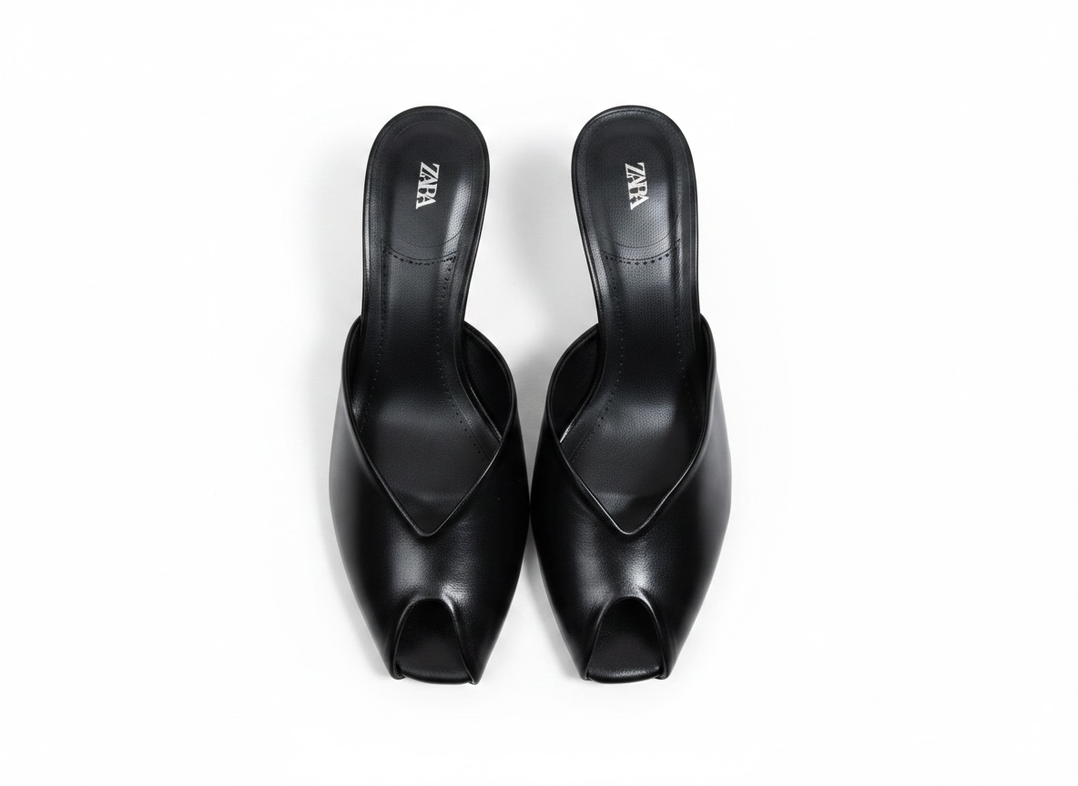 Zara Black Minimal Mule Heels 🖤✨