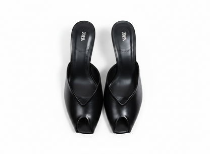 Zara Black Minimal Mule Heels 🖤✨