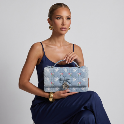 🩵 Dior Lady D-Lite Blue Dove Embroidered Handbag – Limited Edition Elegance 🩵