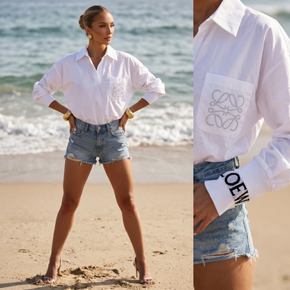 Loewe Oversized White Cotton Beach Shirt – White 🤍🏖️