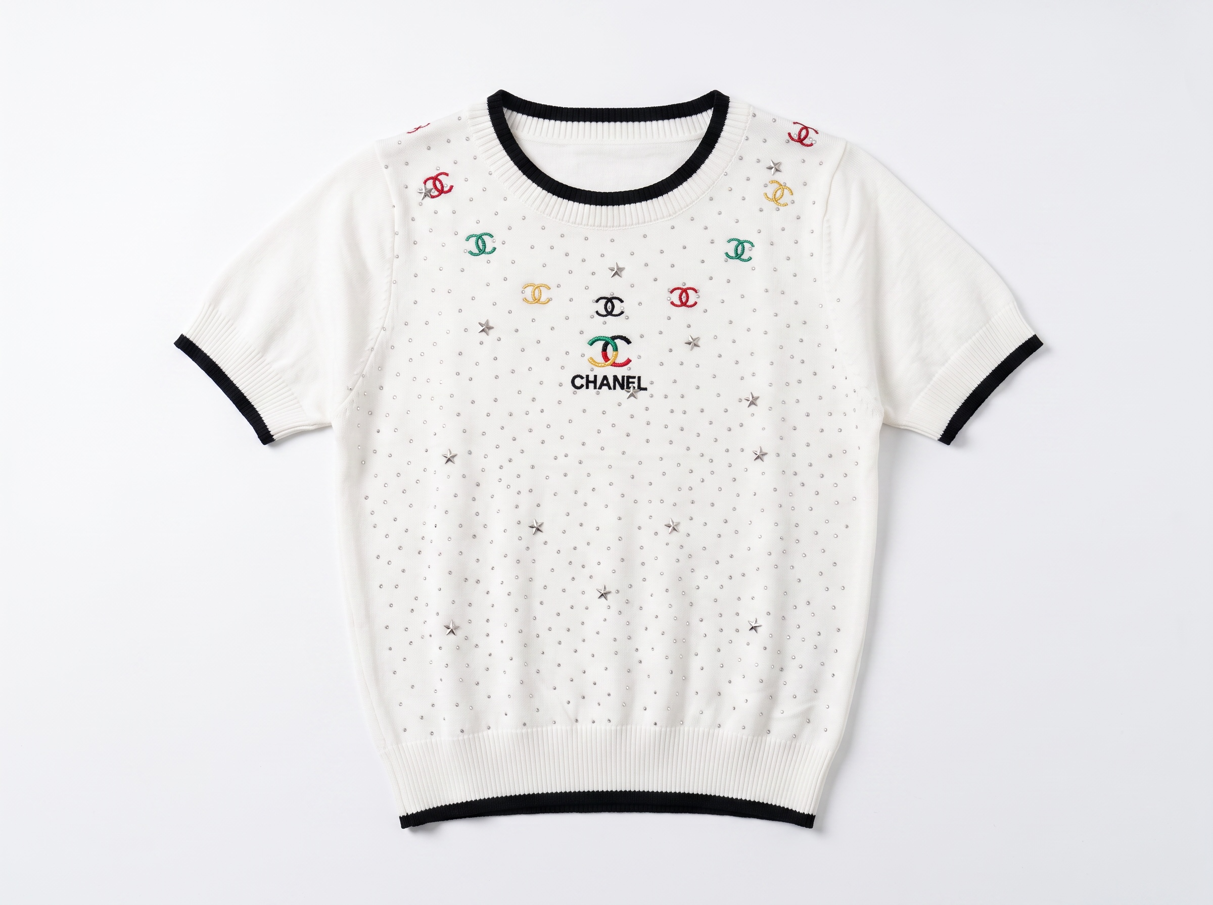🤍 Chanel Multicolor CC Crystal Knit Top | One Size