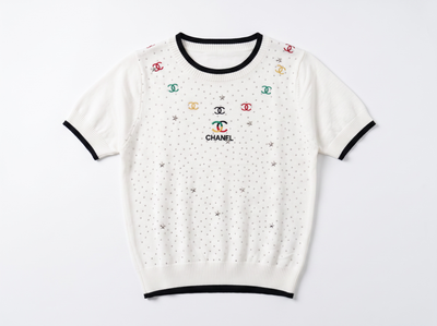 🤍 Chanel Multicolor CC Crystal Knit Top | One Size