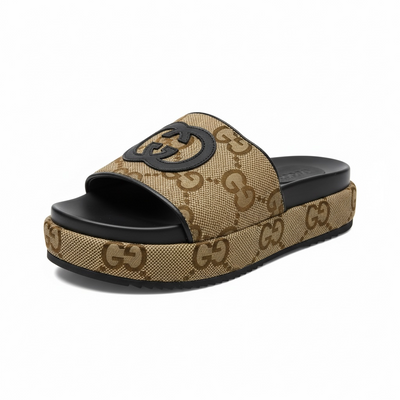 Gucci GG Canvas Platform Slides 🖤✨