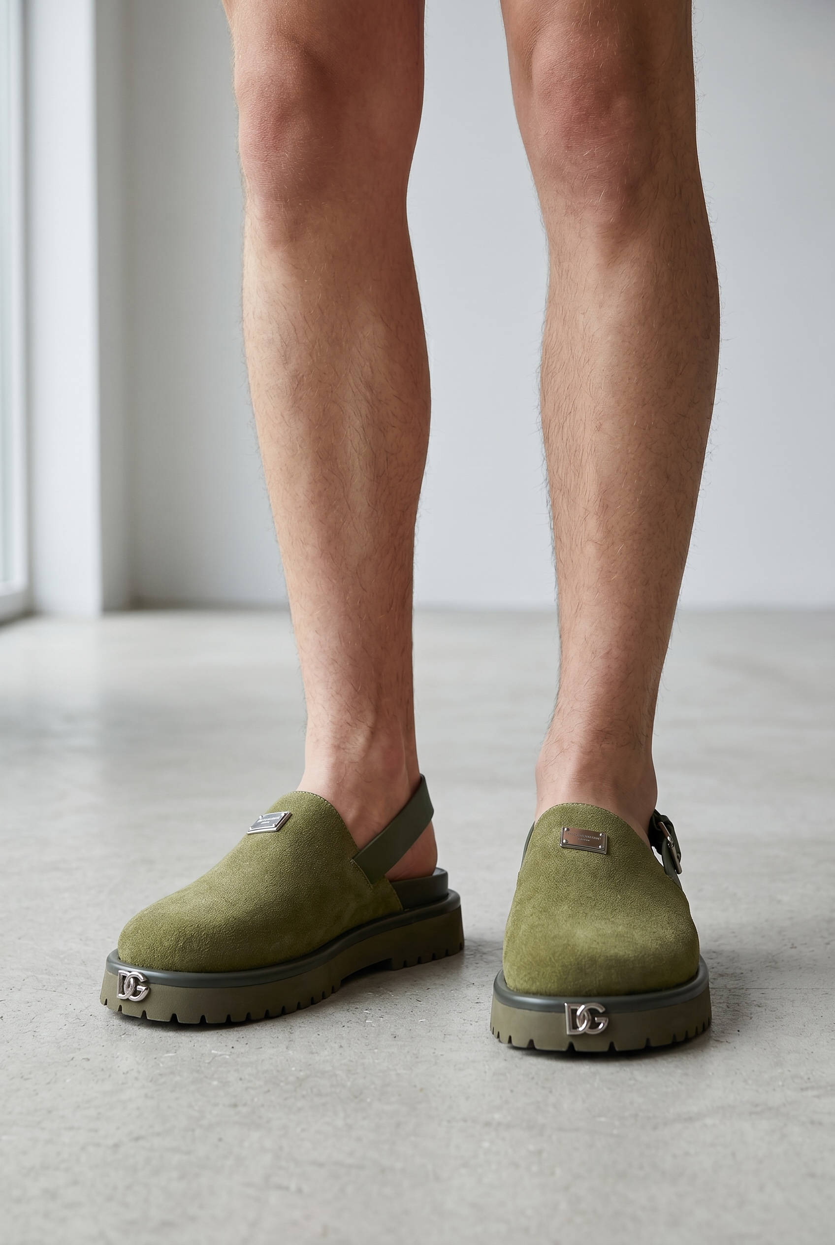 DOLCE & GABBANA Luxury Olive Slingback Clogs – DG Logo Statement & Premium Chunky Sole 👟✨