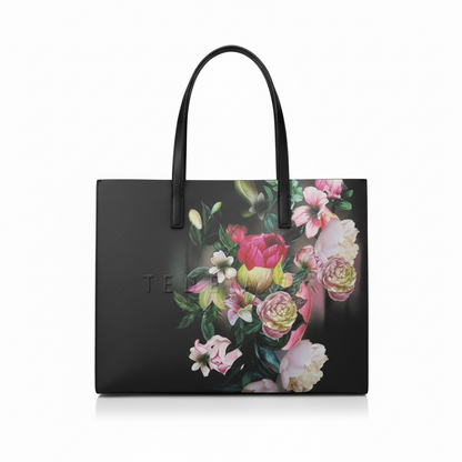 🌸 Ted Baker Black Floral Print Tote Bag – Elegant Designer Shoulder Tote