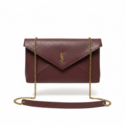 Burgundy YSL Envelope Chain Clutch Bag ❤️✨