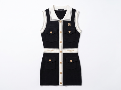 🖤 Balmain Contrast Trim Button Mini Dress one size