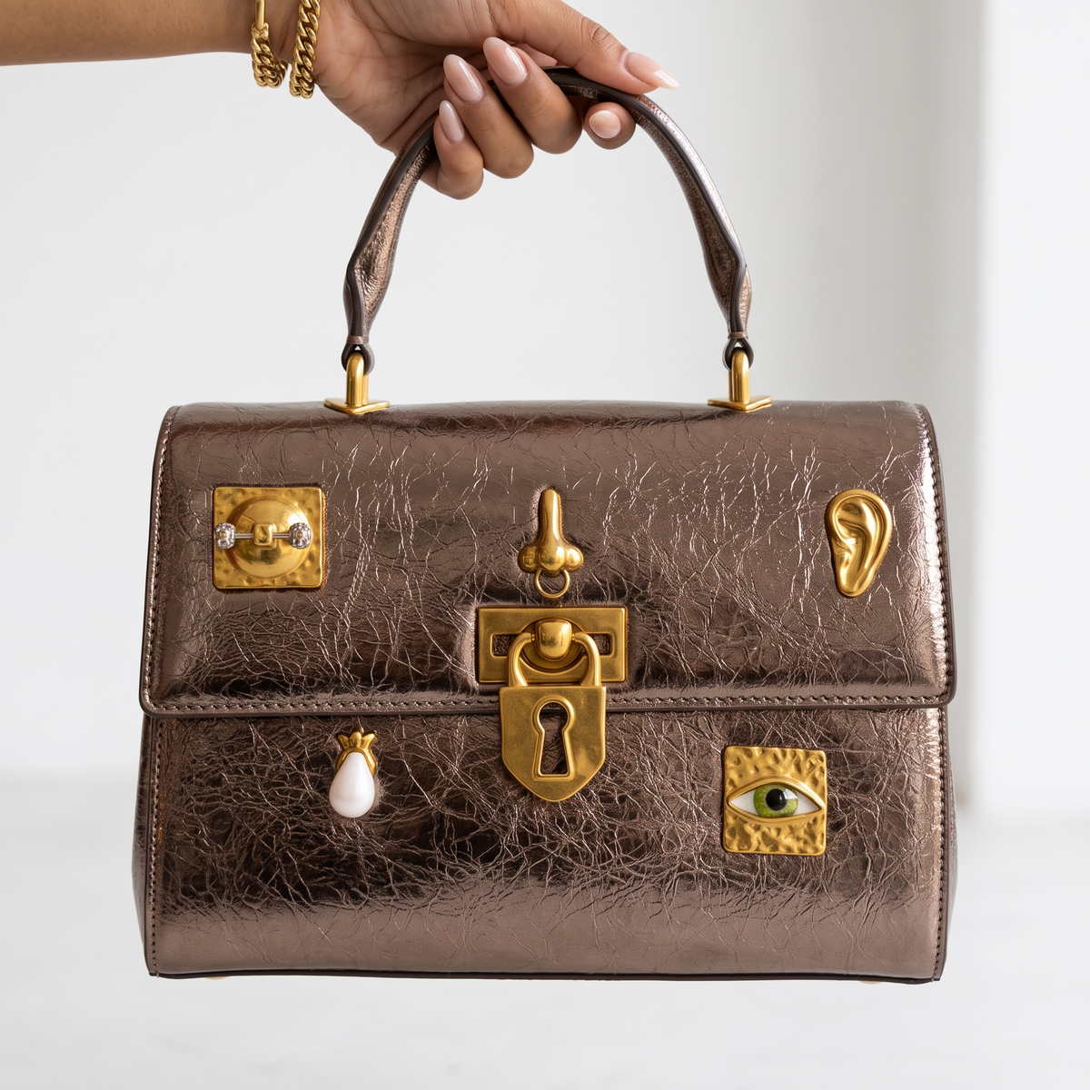 Schiaparelli Sicily Bag – Bronze Charms 👜✨ large