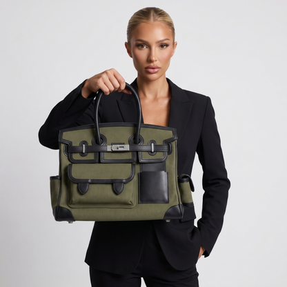 🖤💚 Hermès Birkin Cargo Canvas Tote – Olive Green Edition