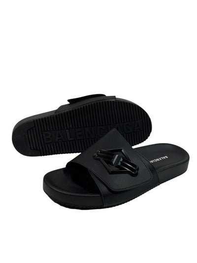 Balenciaga BB Logo Slide Sandals – All Black Edition 🖤🔥