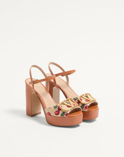 👠 Valentino Cherry Print Platform Block Heel Sandals🍒🍒