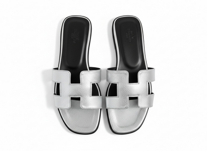 HERMÈS Inspired Metallic H Sandals ✨🤍 | Silver Chic Edition