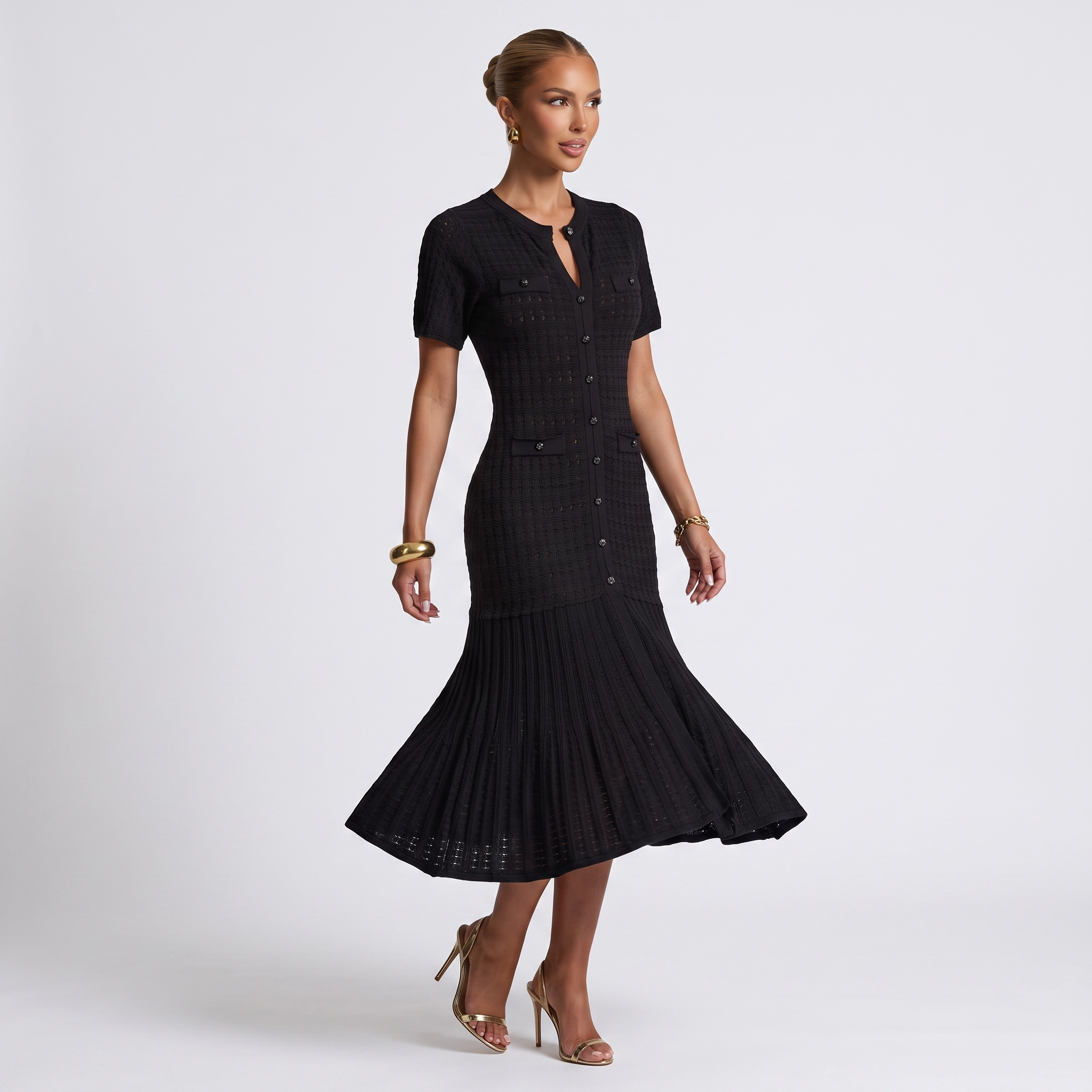 🖤 Sandro Textured Knit Maxi Dress