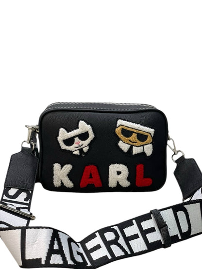 Karl Lagerfeld Crossbody Bag with Fuzzy Logo and Iconic Characters