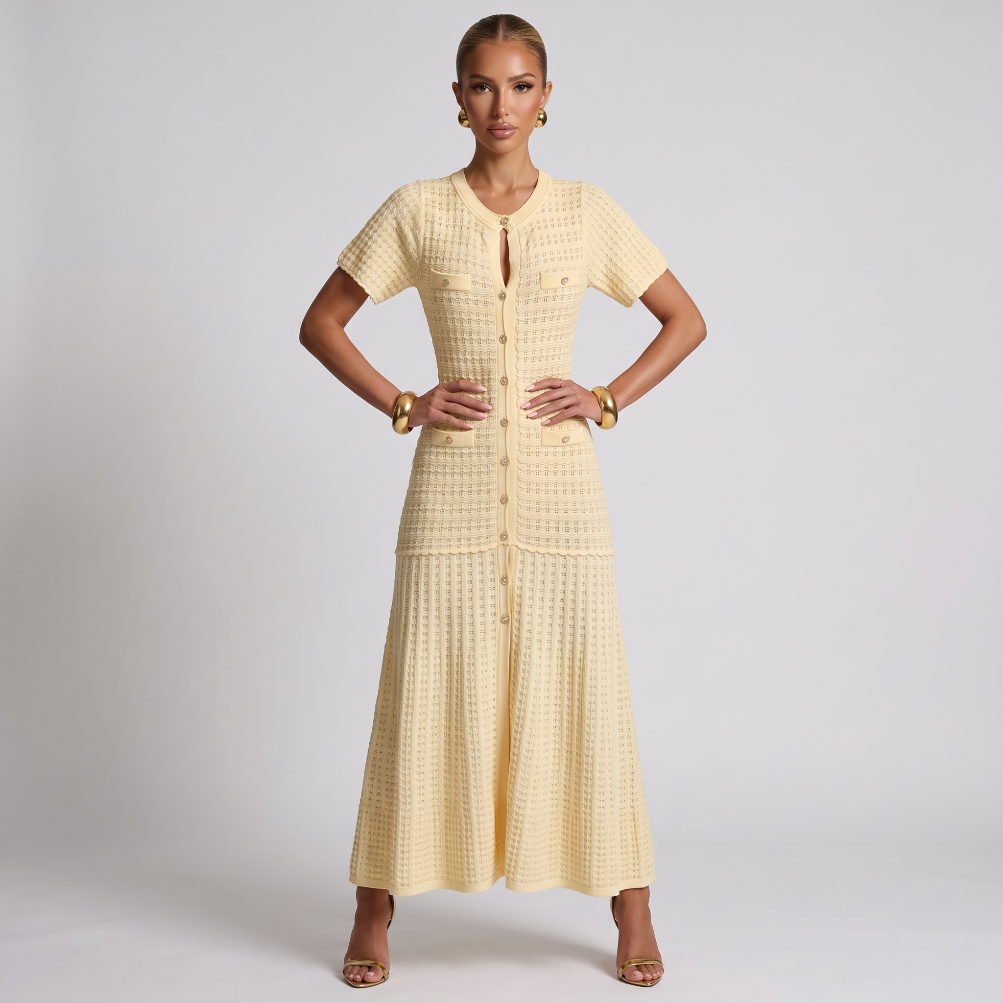 💛 Sandro Textured Knit Midi Dress one size