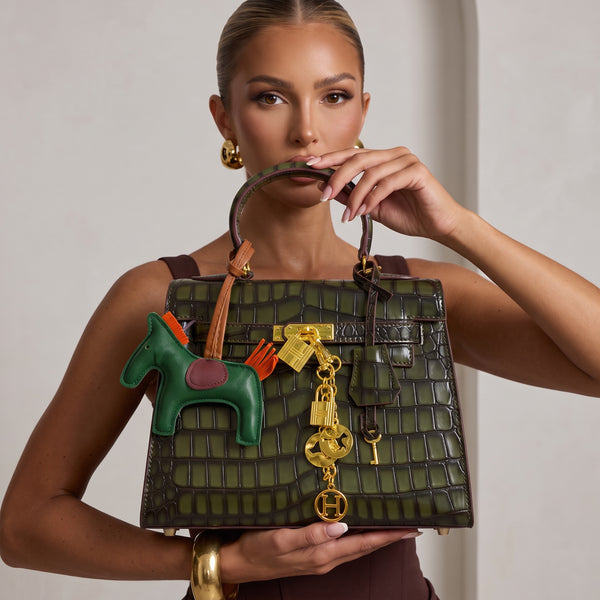 Hermès Kelly 28 – Green Croc‑Effect Handbag 🐊👜