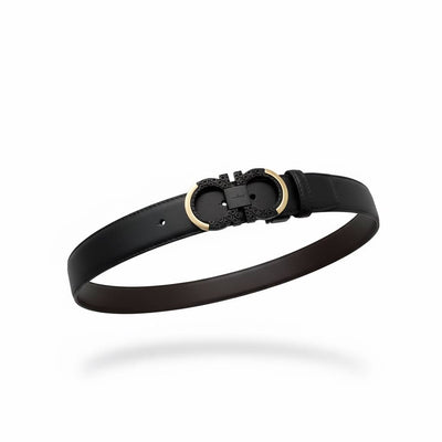 Luxury  Salvatore FerragamoDouble Ring Designer Belt 120cm – Reversible Black & Brown Leather ✨