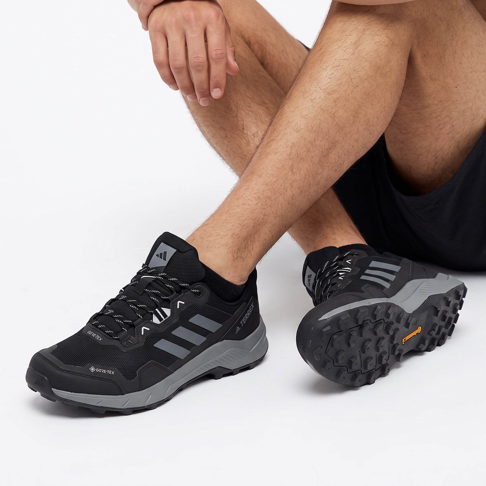 Adidas Terrex black and grey trail running shoe with GORE-TEX and Continental outsole