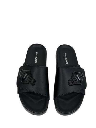 Balenciaga BB Logo Slide Sandals – All Black Edition 🖤🔥