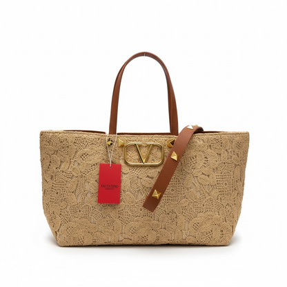 Valentino Garavani Lace Tote – Beige VLogo Handbag 🤎✨
