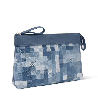 Blue Louis Vuitton Damier check pochette with wrist strap and top band