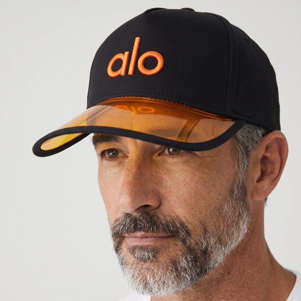 Alo Baseball Cap – Black & Orange Visor 🧢
