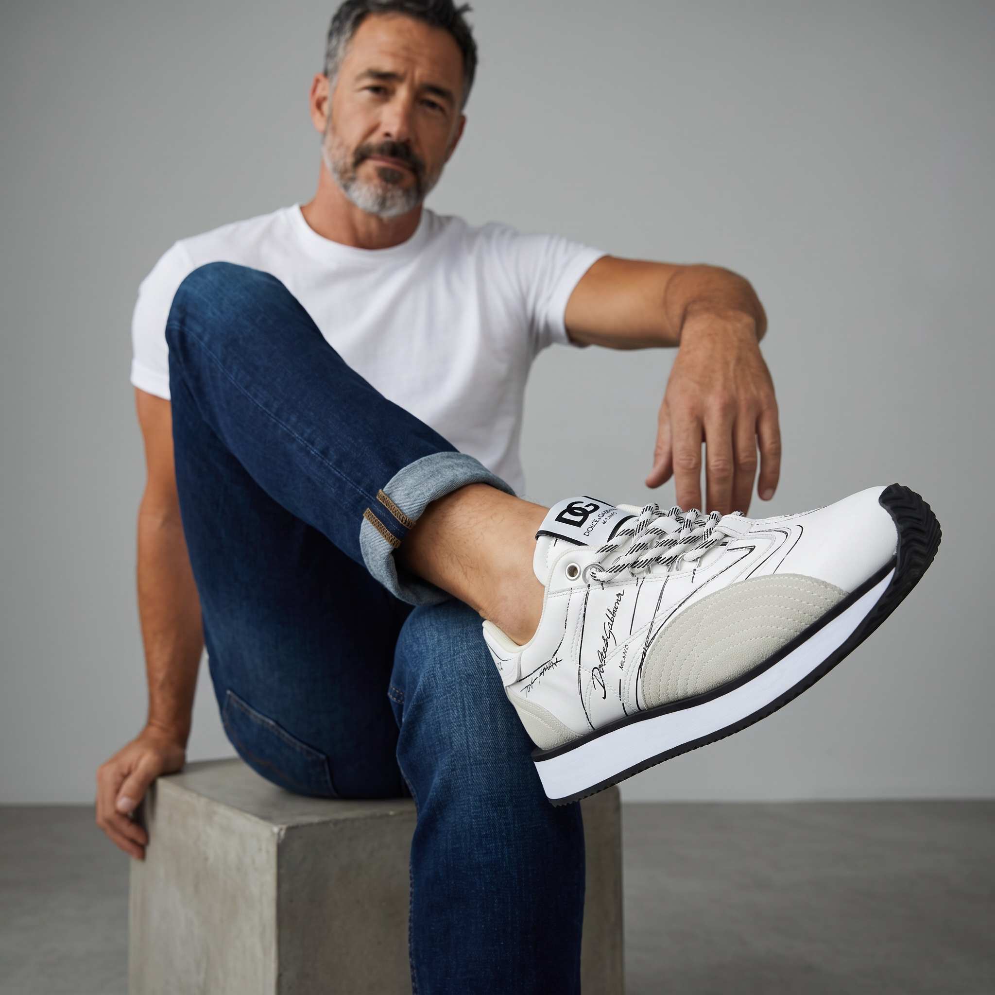 Dolce & Gabbana White Graphic Sneakers 🤍✍️🔥 | Luxury Statement Runner 👟✨