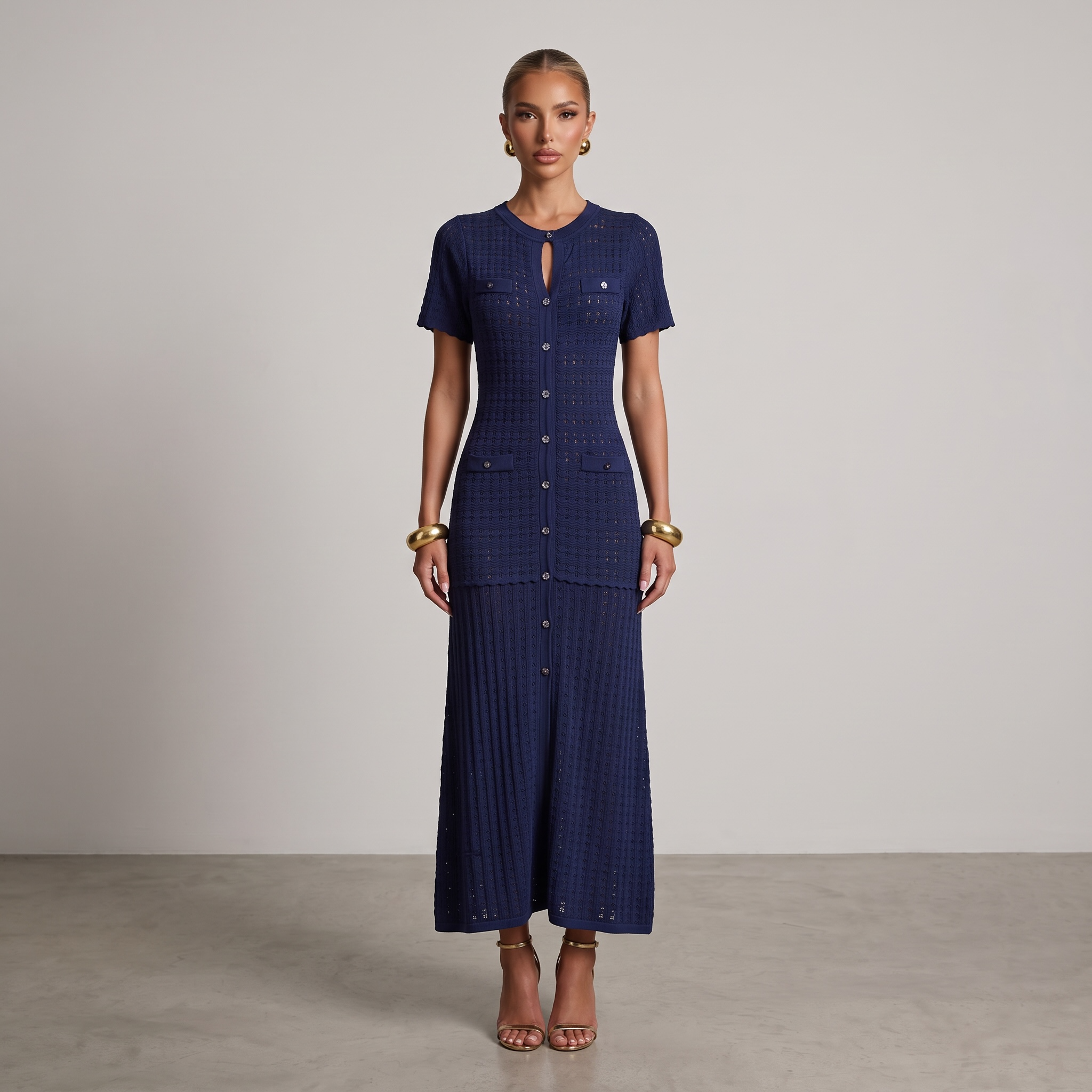 💙 Sandro Textured Knit Maxi Dress