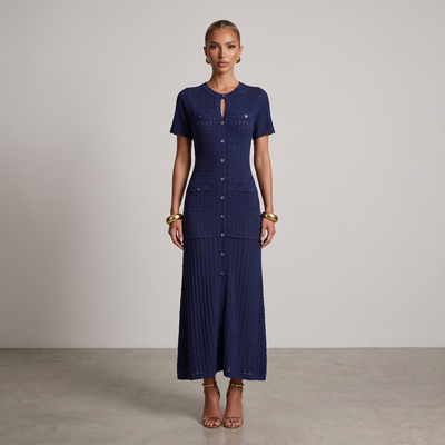 💙 Sandro Textured Knit Maxi Dress