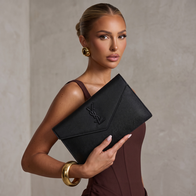 Saint Laurent YSL Kate Envelope Clutch – All Black 🖤✨ | Matte Monogram Luxury Bag