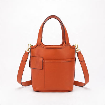 orange structured tote bag with detachable chevron strap and gold hardware