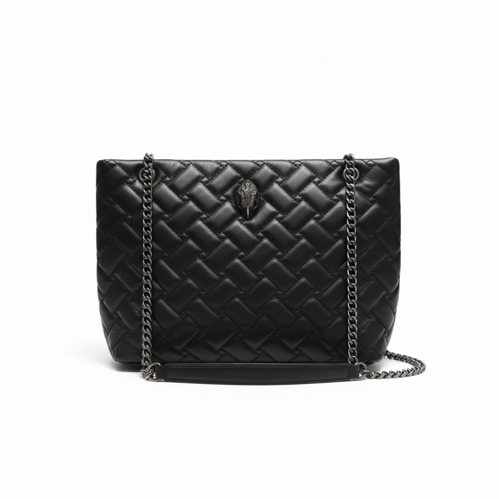 🖤 Kurt Geiger Black Quilted Eagle Shoulder Bag – Large Chain Tote