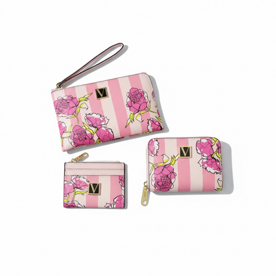 🌸 Victoria’s Secret Pink Floral Wallet & Card Holder Set 💖✨