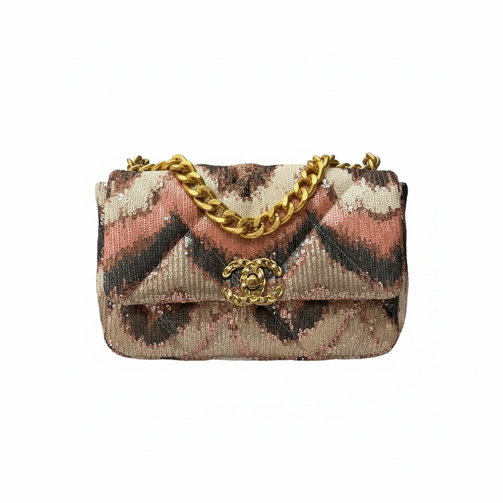 👜✨ Chanel Sequin Chevron Flap Bag – Multicolor Elegance 💎🤍