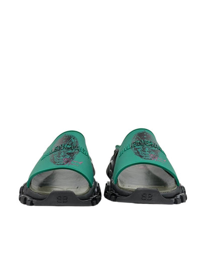Balenciaga Graphic Slide Sandals – Green & Black Edition 💚🔥