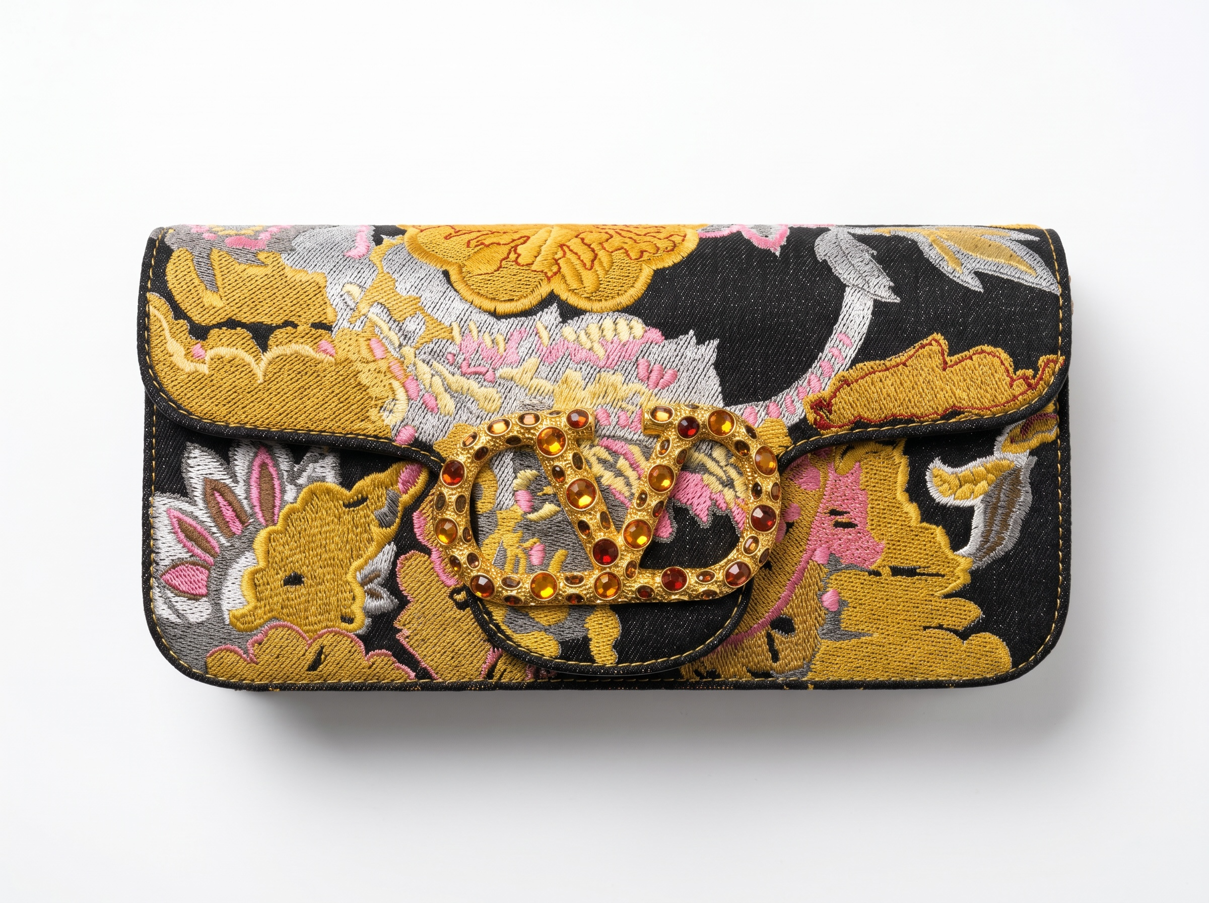 Valentino Garavani Crystal VLogo Floral Embroidered Shoulder Bag ✨🌺