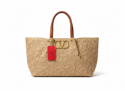 Valentino Garavani Lace Tote – Beige VLogo Handbag 🤎✨