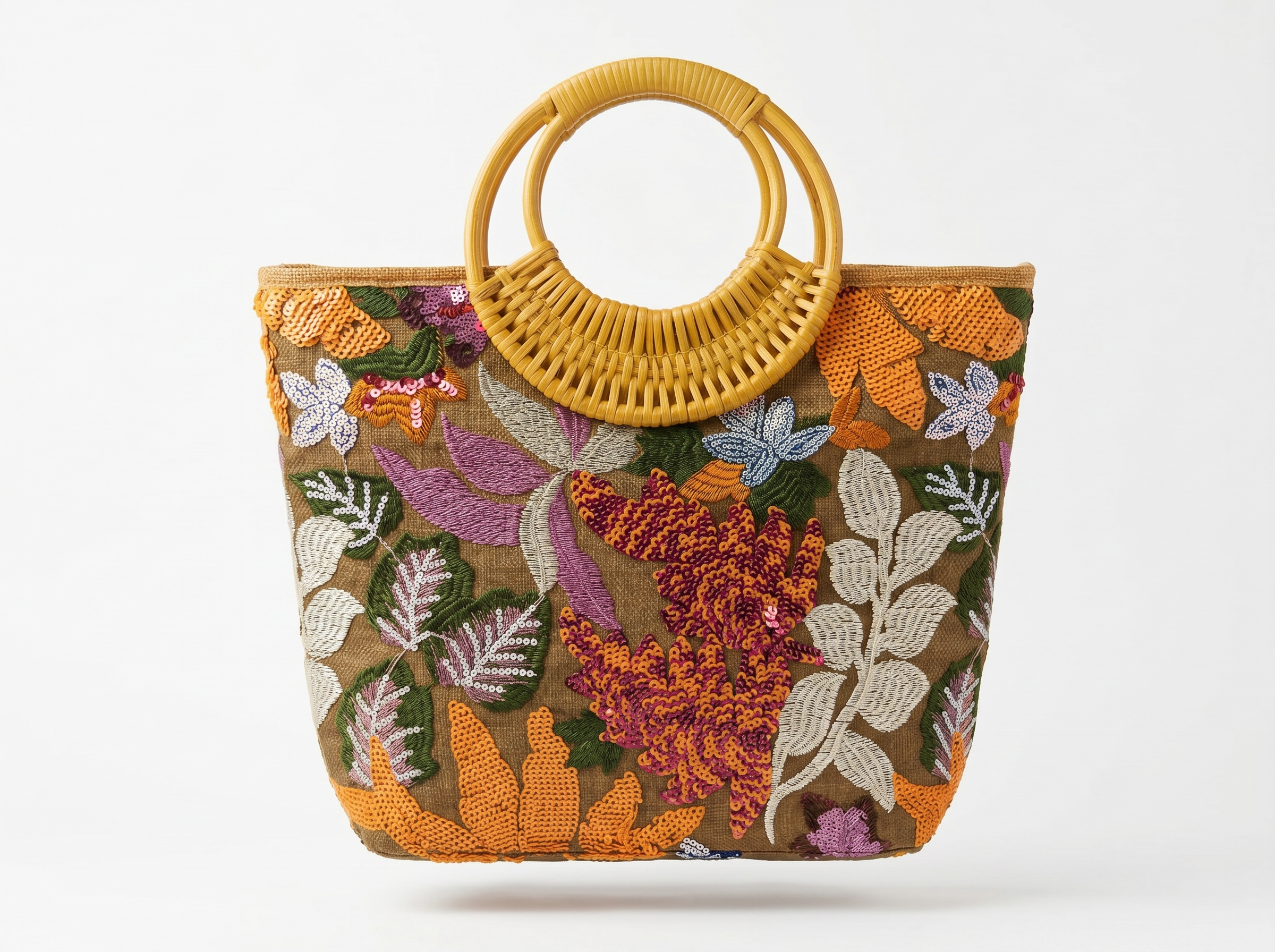Botanical Sequin Beach Tote Bag 🌿🌺👜