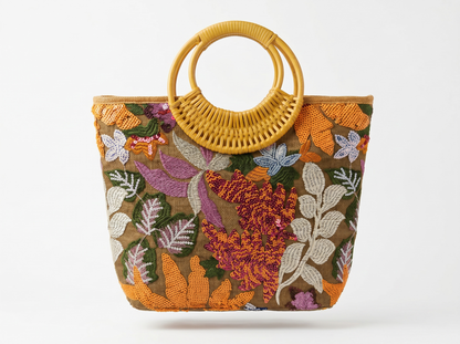 Botanical Sequin Beach Tote Bag 🌿🌺👜