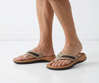 Skechers tan and brown sporty thong sandals with chunky treaded sole