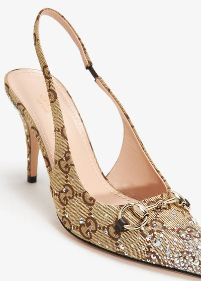 ✨ Gucci Crystal Horsebit Slingback Pumps