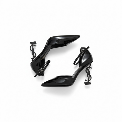 Saint Laurent Opyum Black Patent Pumps with Black YSL Heel 🖤